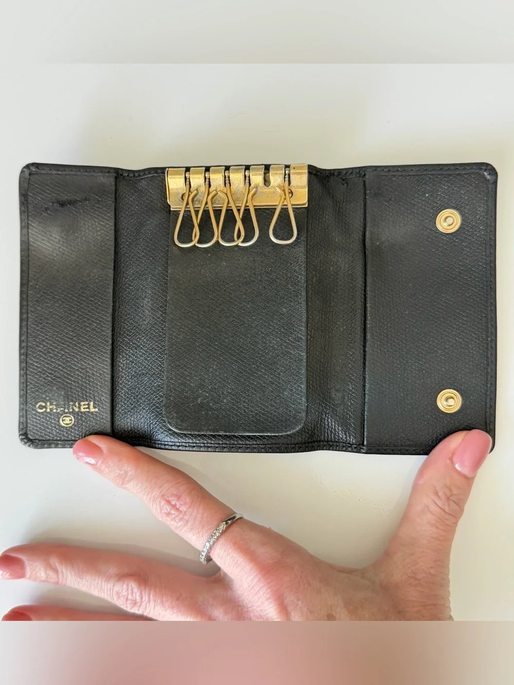 Chanel Key Holder with Gold CC Logo Snap Closure - Black 9 Series